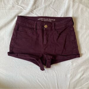 American Eagle Outfitters Women's Dark Purple High Waist Shorts